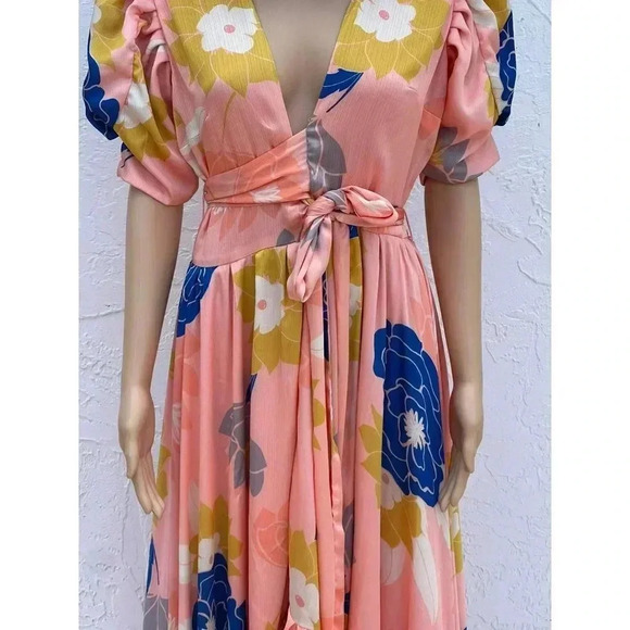 New without tag Gloryang Atelier Womens Wrap Ruffled Kimono Long Dress Sz S/M - Picture 8 of 15